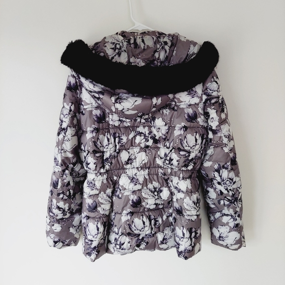 Victoria's Secret Double Breasted Puffer Coat Jacket Hooded Floral Medium - Picture 5 of 7